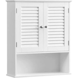 VASAGLE Armario de pared para baño de 20 x 60 x 70 cm de color blanco