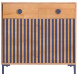 RNT by Really Nice Things Cómoda 2 puertas 2 cajones color roble y rayas azules