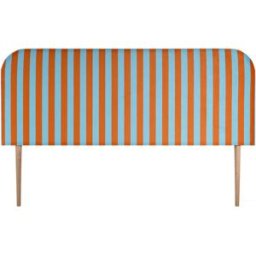 RNT by Really Nice Things Cabecero tapizado terciopelo a rayas azul y naranja 190x97cm
