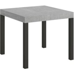 Itamoby Mesa extensible 90x90/246 cm efecto madera gris cemento, hierro