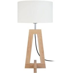 Tosel Lámpara de mesa cuadrúpedo madera natural pantalla crudo