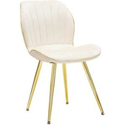 Mauro Ferretti Silla de terciopelo crema con patas doradas 46x58x77 cm