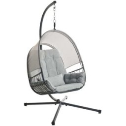 Beliani Sillón colgante con soporte tela gris claro