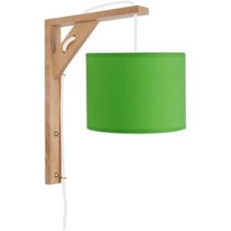 Tosel Aplique de pared brazo madera natural pantalla verde
