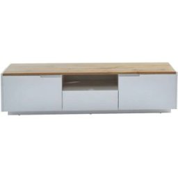 Unique Mueble bajo de tv madera color natural claro, blanco