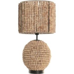 NIYLO Lámpara sobremesa de madera y acero marrón 28x28x56 cm