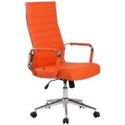 CLP Silla de oficina giratoria regulable en simil cuero naranja