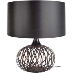 Tosel Lámpara mesa metal antracita y negro pantalla negro