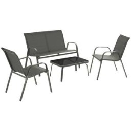 Tectake Conjunto de jardín, 4 personas, 2 sillas con banco y mesa, antracita