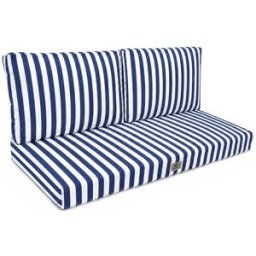 Deco Arts Cojines para sofá jardín 120x60cm - rayas azul marino