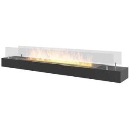 SOLOLED Quemador bioetanol acero inoxidable negro mate 120 cm vidrio sin marca