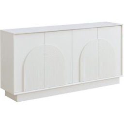 Urban Meuble Aparador blanco diseño moderno arqueado 4 puertas 160x38x80 cm