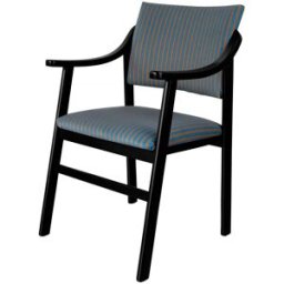 RNT by Really Nice Things Silla con reposabrazos madera negra y tejido a rayas azules y naranjas