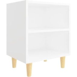 Maison Chic Mesita de noche con patas de madera maciza blanco 40x30x50 cm