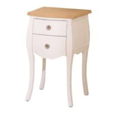 Wabi Home Mesita de noche de madera tintada en blanco 40x67cm
