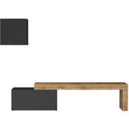 Whous Conjunto de mueble TV 180/260 cm efecto madera antracita mate / roble