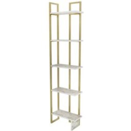 Dmora Estante para libros efecto madera oro blanco 45x22 cm