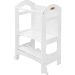 ECD Germany Torre de aprendizaje infantil con pizarra madera blanca taburete ayuda