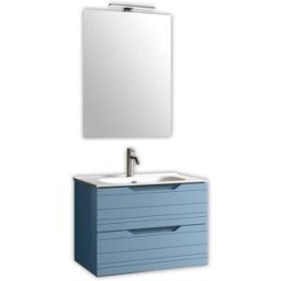 AQA DESIGN Mueble de baño con espejo 4 piezas en mdf azul tiffany