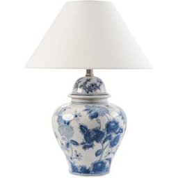 Beliani Lámpara de mesa porcelana blanco azul