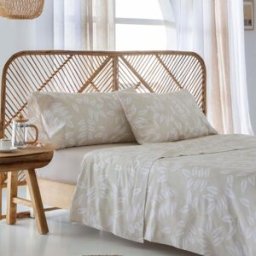 Cotton Artean Juego de sábanas 100% algodón orgánico beige 270x260 cama 180