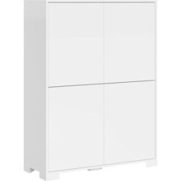 Itamoby Aparador alto 4 puertas 90x35x120 cm, blanco brillante