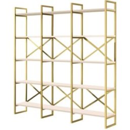 Dmora Estante para libros efecto madera oro blanco 170x30 cm