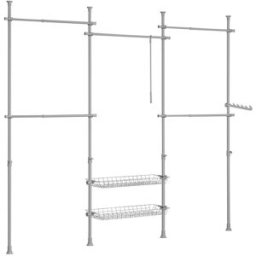 SoBuy Perchero de ropa telescópico altura ajustable 2 barras metal gris