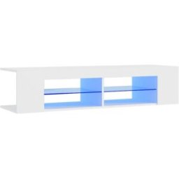 Maison Chic Mueble tv con luces LED madera blanco 135x39x30 cm