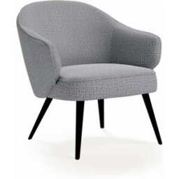 Koketto Home Butaca de diseño curvilineo tapizada en gris con patas negras