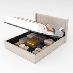 Concept Usine Cama con canapé abatible de diseño 160x200 cm en terciopelo beige