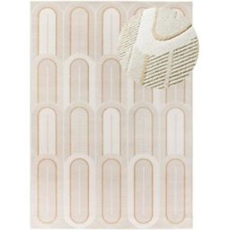 Atticgo Alfombra con relieve blanco/beige 200x290 cm