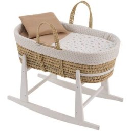 Cambrass Moisés palma acolchado + patas madera blancas 39x80x61 cm beige