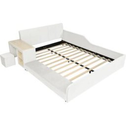OKWISH Cama infantil blanca de terciopelo con escritorio 140x200 cm