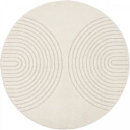 Un amour de tapis Alfombra redonda, diseño moderno y tono sobre tono, crema ø120cm