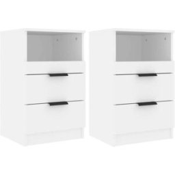 Maison Chic Juego de 2 mesitas de noche madera color blanco 40x36x65 cm