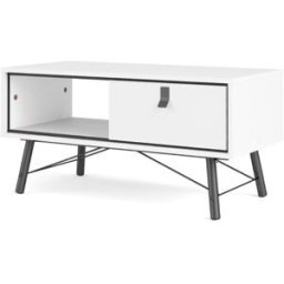 ebuy24 Mesa de centro rye 1 cajón blanco mate