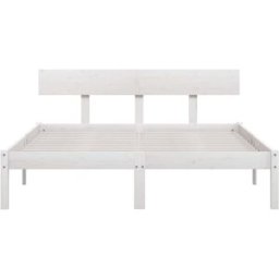 Maison Chic Cama matrimonial de madera maciza de pino blanco 140x190 cm