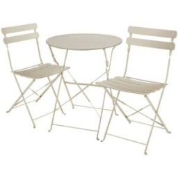 Tectake Conjunto de mesa y sillas para 2 personas plegable de acero capuchino
