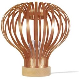 Tosel Lámpara de mesa madera natural pantalla cobre