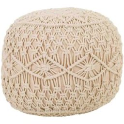 Wanderlust deco Puff de algodón trenzado color crema 50x50x30