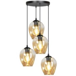 Wonderlamp Lámpara colgante estilo vintage con 4 pantallas de cristal ámbar