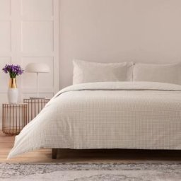 Casa da Laura Funda nórdica cuadrado de vichy 100% algodón marrón cama 120 cm (200 x