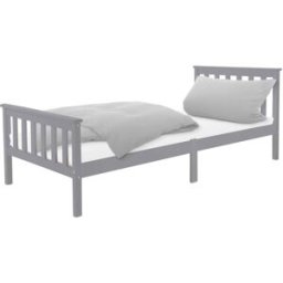 ML-Design Cama infantil 90 x 200 cm madera gris claro con listones y cabecero