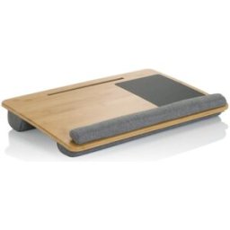 hjh OFFICE Soporte por laptop bambú, tela gris