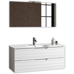 AQA DESIGN Mueble de baño con espejo 4 piezas en mdf blanco mate