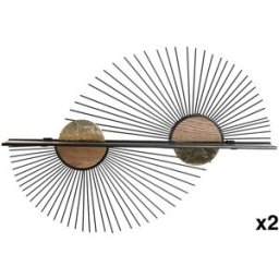NIYLO Conjunto de 2 estanterías de pared en acero negro 70x12x51 cm