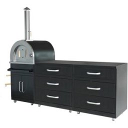 Oviala Cocina exterior de 3 piezas con horno de pizza negro