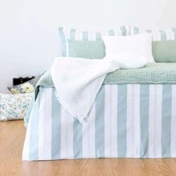 Casa da Laura Funda nórdica rayas 100% algodón verde agua cama 120 cm (200 x 220 cm