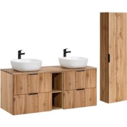 Petits meubles Conjunto mueble lavabo doble 140cm tableros de melamina y mdf madera